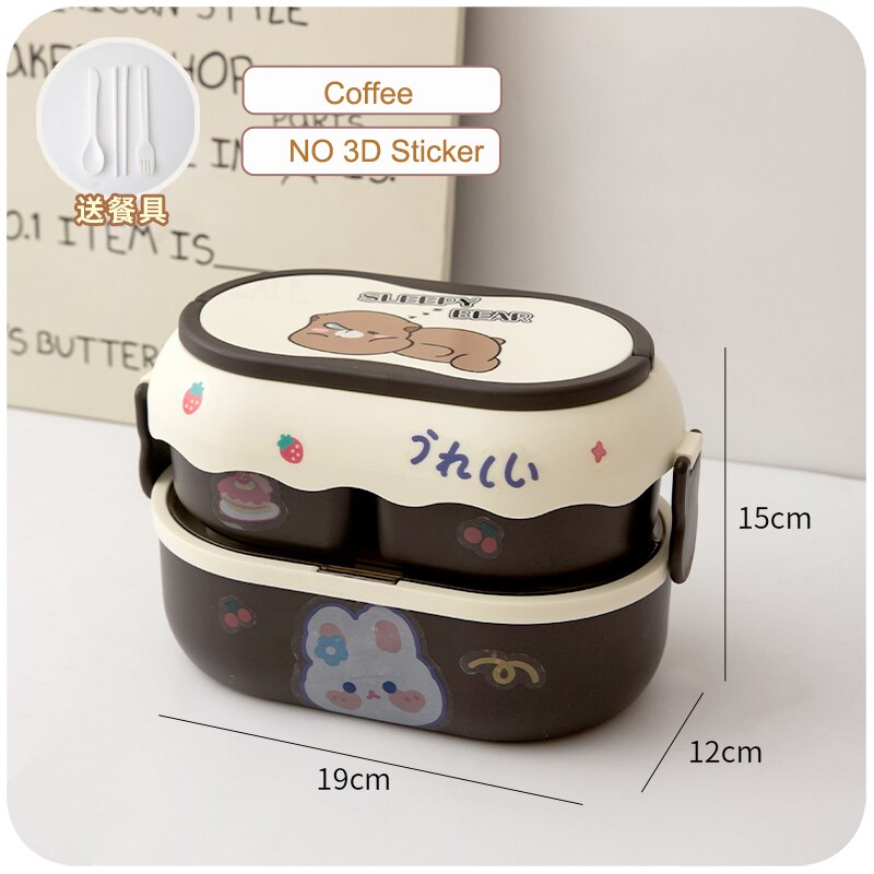 Kawaii Cartoon Lunch Box For Kids School Adults Office Portable Plastic Cute Bento Box Large Microwavable Food Container Boxes